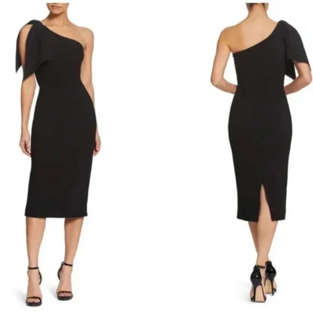 DRESS THE POPULATION Tiffany One-Shoulder Midi Dress Size: M